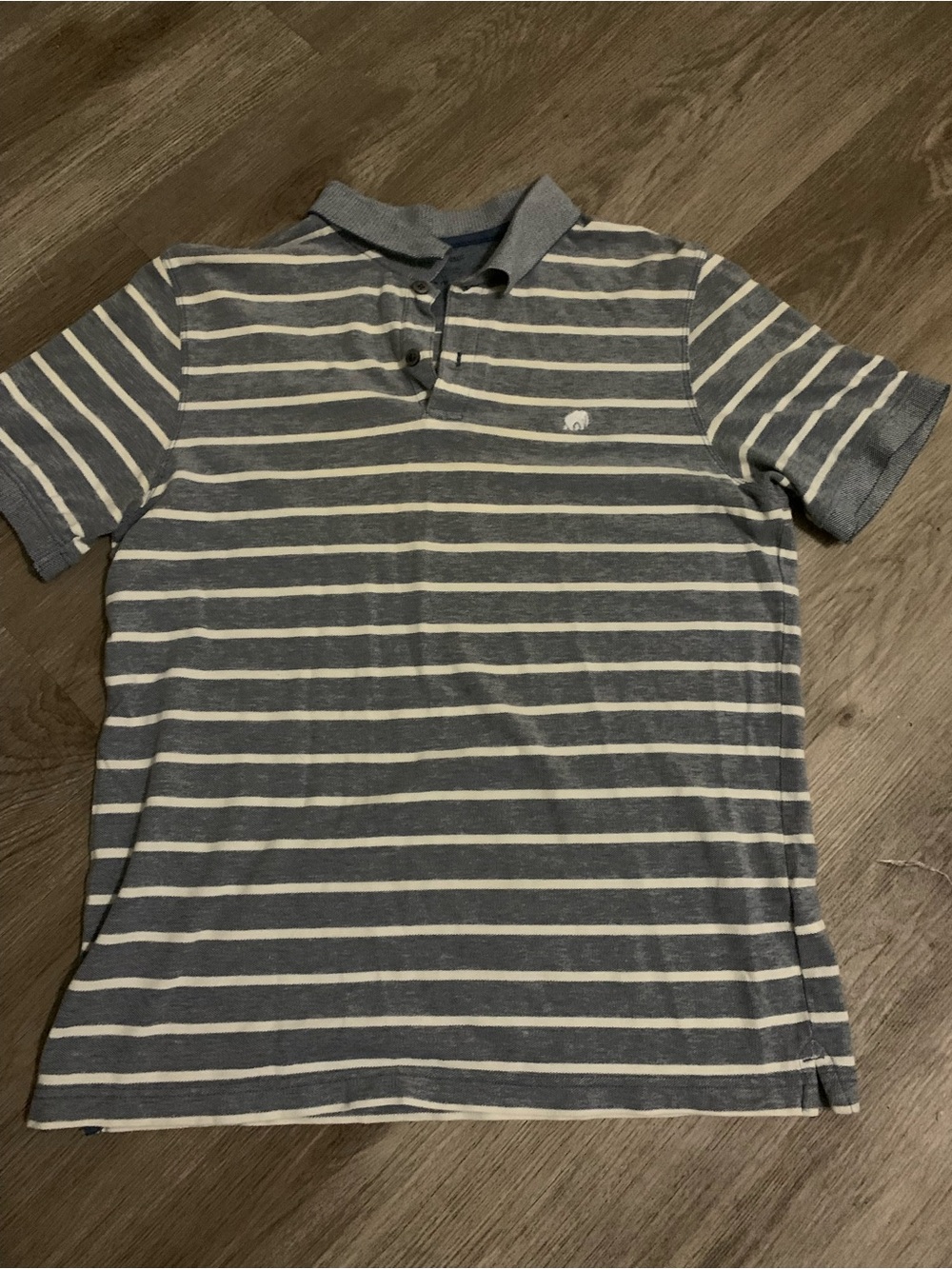Men's Gray & White Striped Polo Shirt size Medium